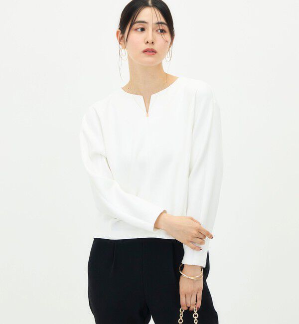 NOLLEY'S「《UVカット/接触冷感/セットアップ対応》ウォッシャブルダンボールキーネックプルオーバー」|Tシャツ・カットソー|