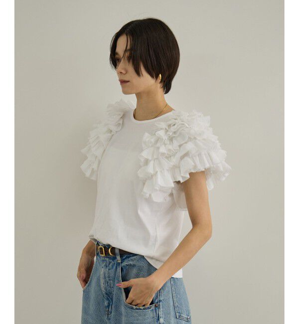 SALON adam et rope'「【AAYUSHI（アユーシ）】フリルスリーブカットソー」|Tシャツ・カットソー|