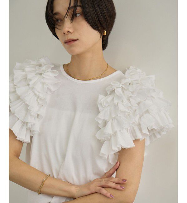 SALON adam et rope'「【AAYUSHI（アユーシ）】フリルスリーブカットソー」|Tシャツ・カットソー|