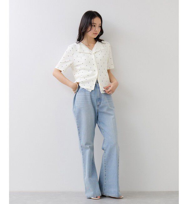 VIS「ドット＆無地 レースドッキングレイヤード風リブカットソー」|Tシャツ・カットソー|