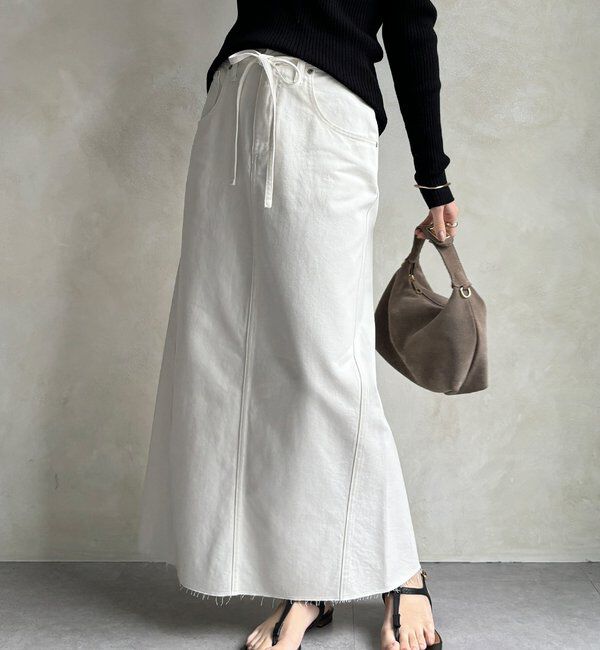  「【セットアップ可能】ベルト付ライトデニムタイトスカート」|スカート|