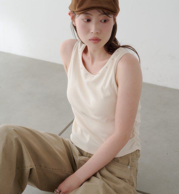  「カップ付きスタッズタンク」|Tシャツ・カットソー|