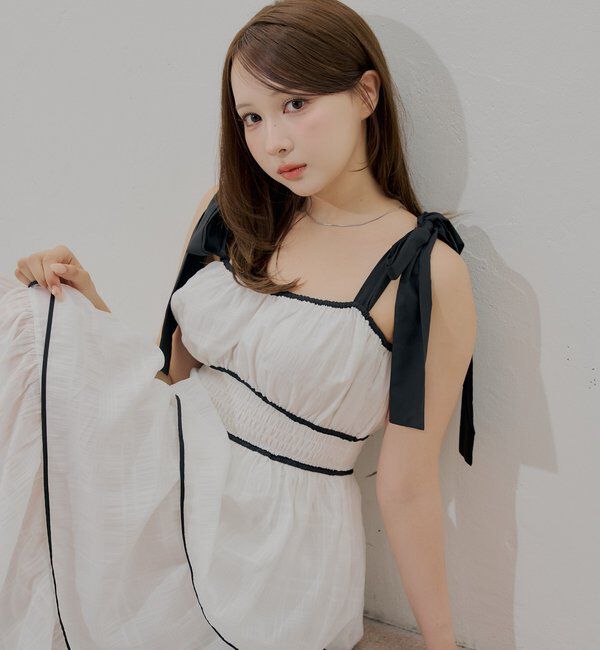  「肩リボンティアードワンピース」|ワンピース|