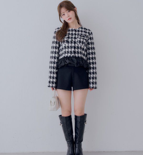  「【SALON by Chico】取り外し裾フリル金釦ショートジャケット」|その他|