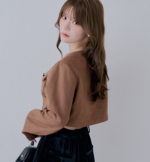  「【SALON by Chico】取り外し裾フリル金釦ショートジャケット」|その他|