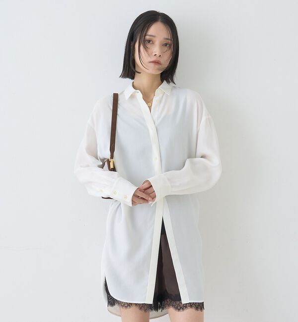 Rouge vif「ウエストタックドレープロングシャツ」|シャツ・ブラウス|