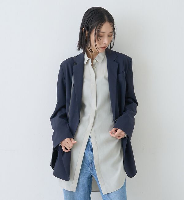 Rouge vif「ウエストタックドレープロングシャツ」|シャツ・ブラウス|