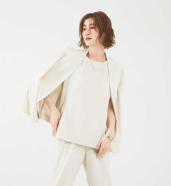 abahouse mavie「【エニデイカセット】ノーカラージャケット＆フレンチスリーブ・パンツセットアップ」|スーツ|