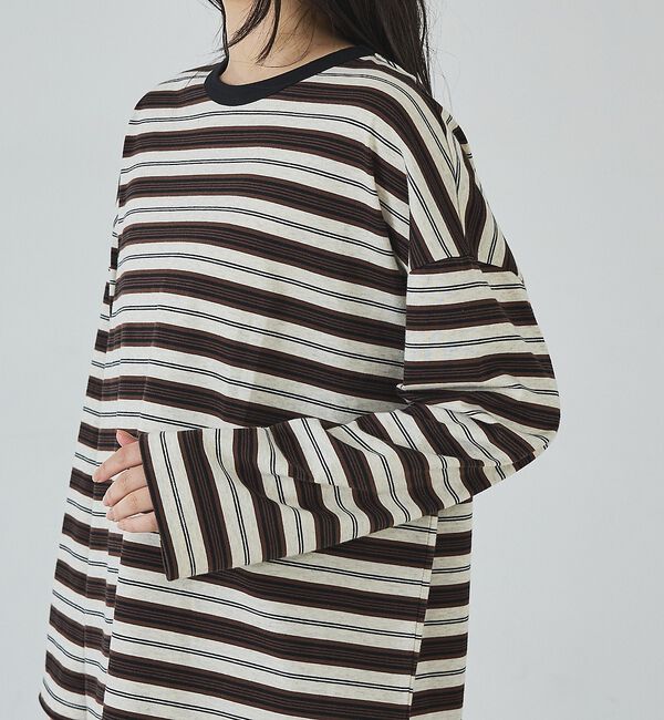 abahouse mavie「マルチボーダーロングTシャツ」|Tシャツ・カットソー|