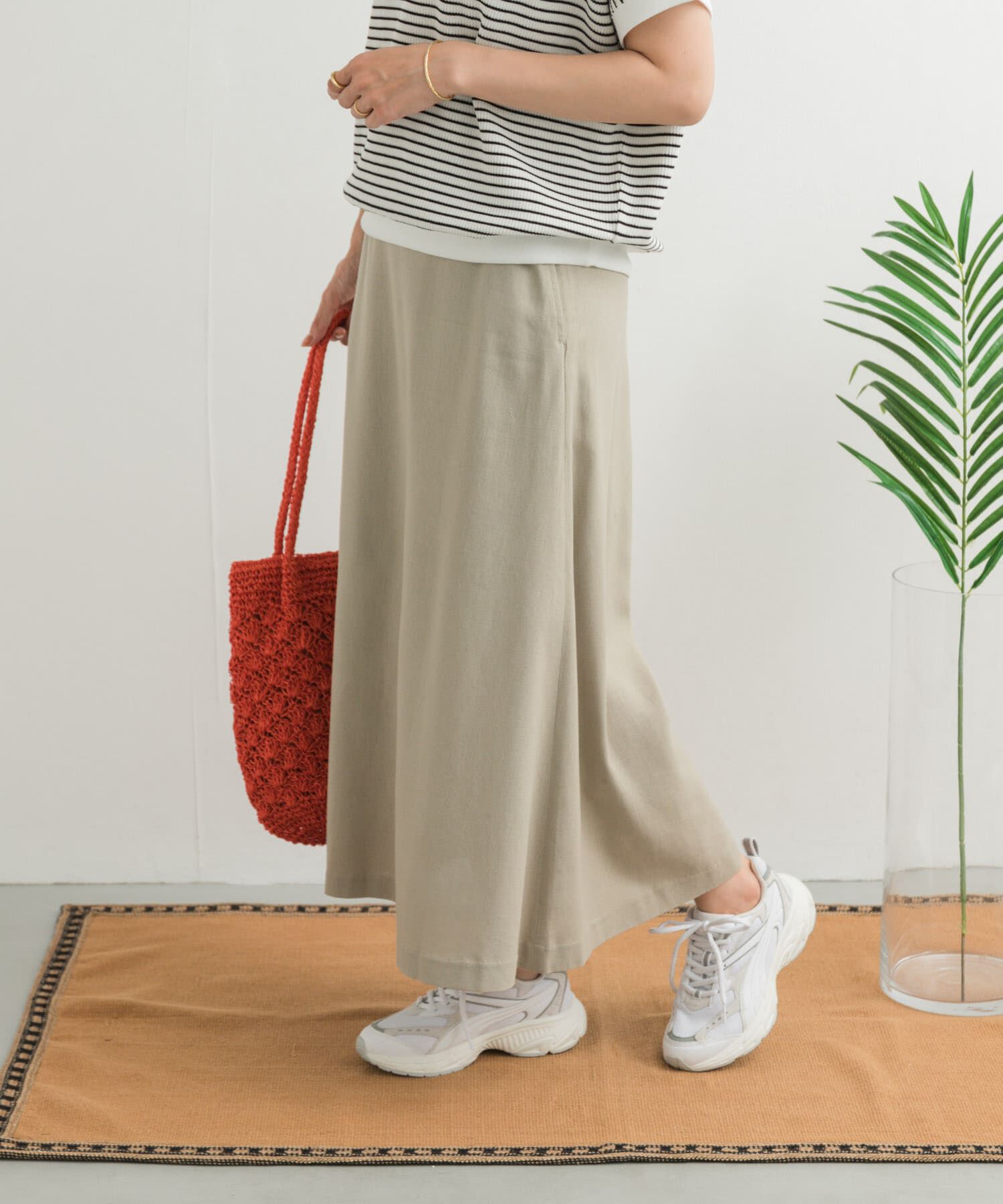 URBAN RESEARCH DOORS「麻混レーヨンフレアスカート」|スカート|