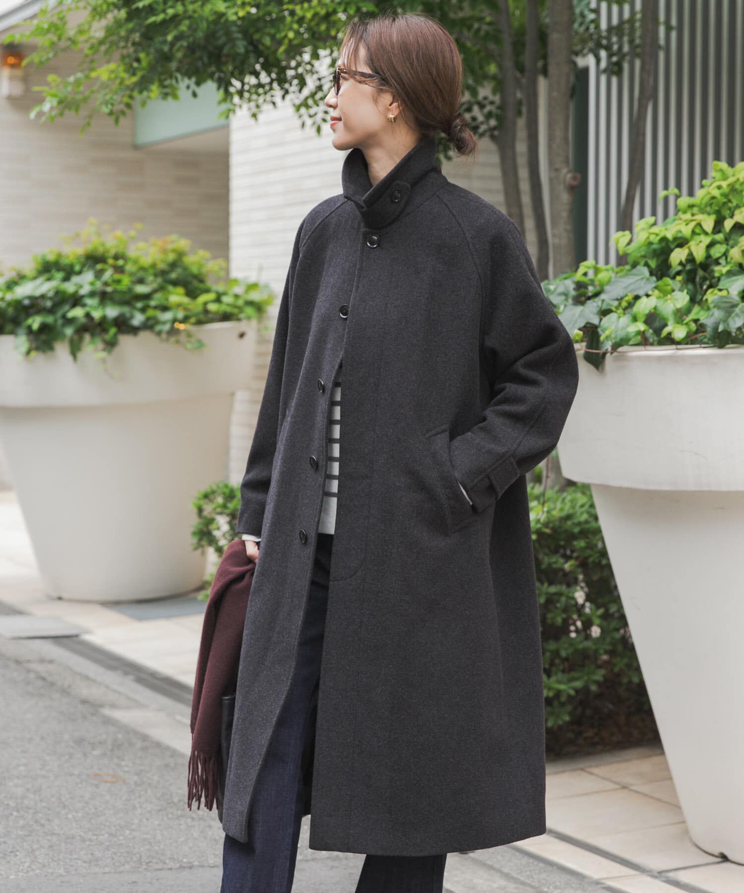 URBAN RESEARCH DOORS「ウール100バルマカーンコート」|ノーカラーコート|