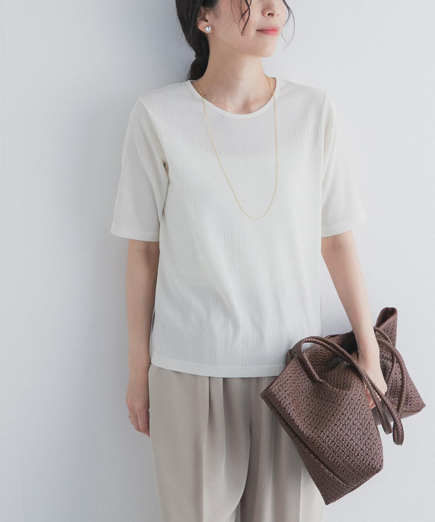 URBAN RESEARCH DOORS「5分袖楊柳カットTシャツ」|Tシャツ・カットソー|