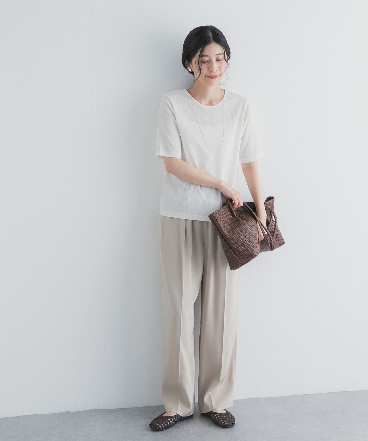 URBAN RESEARCH DOORS「5分袖楊柳カットTシャツ」|Tシャツ・カットソー|