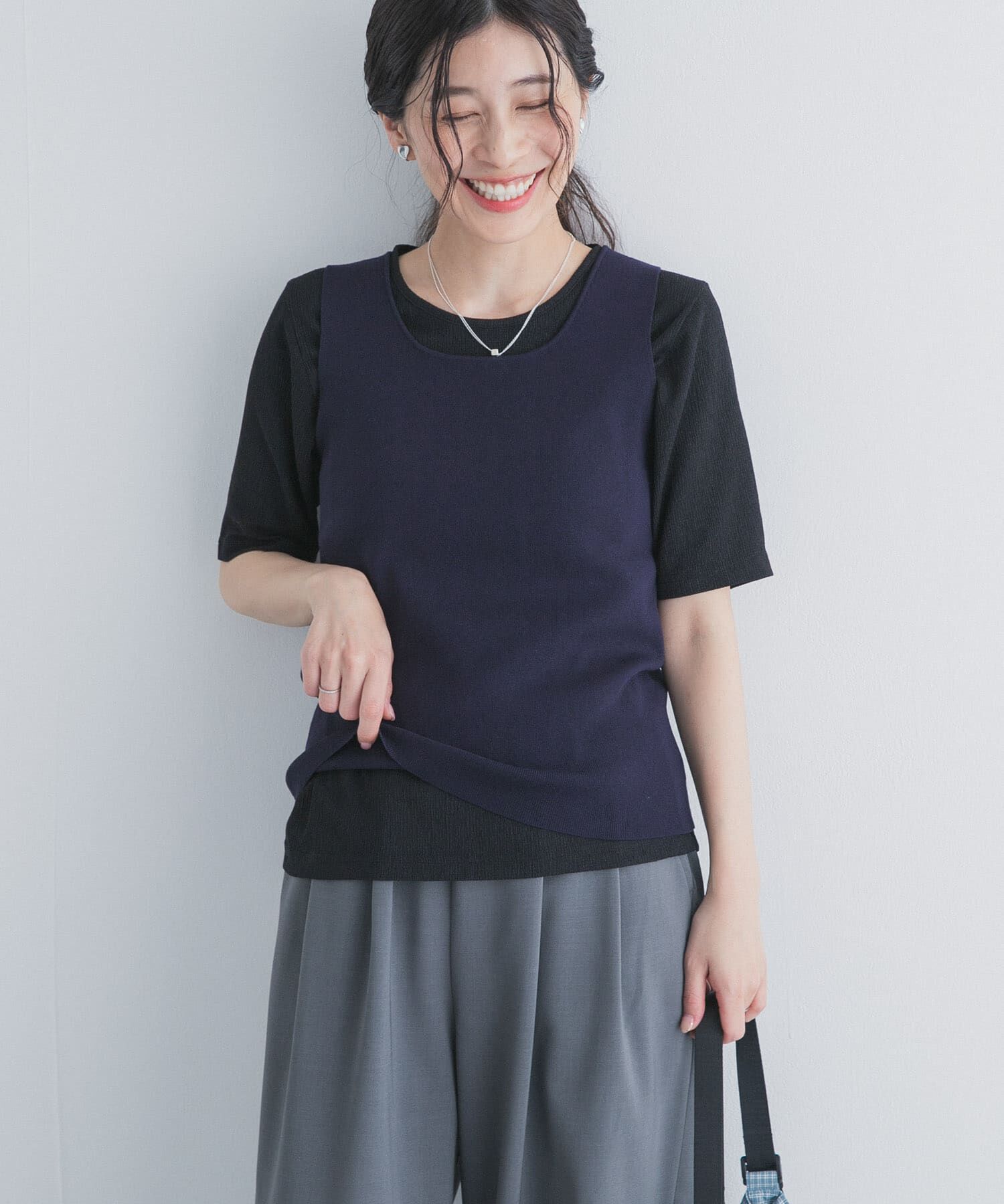URBAN RESEARCH DOORS「5分袖楊柳カットTシャツ」|Tシャツ・カットソー|