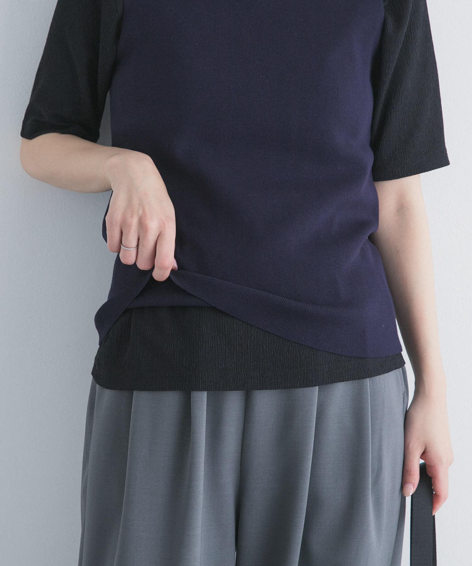 URBAN RESEARCH DOORS「5分袖楊柳カットTシャツ」|Tシャツ・カットソー|