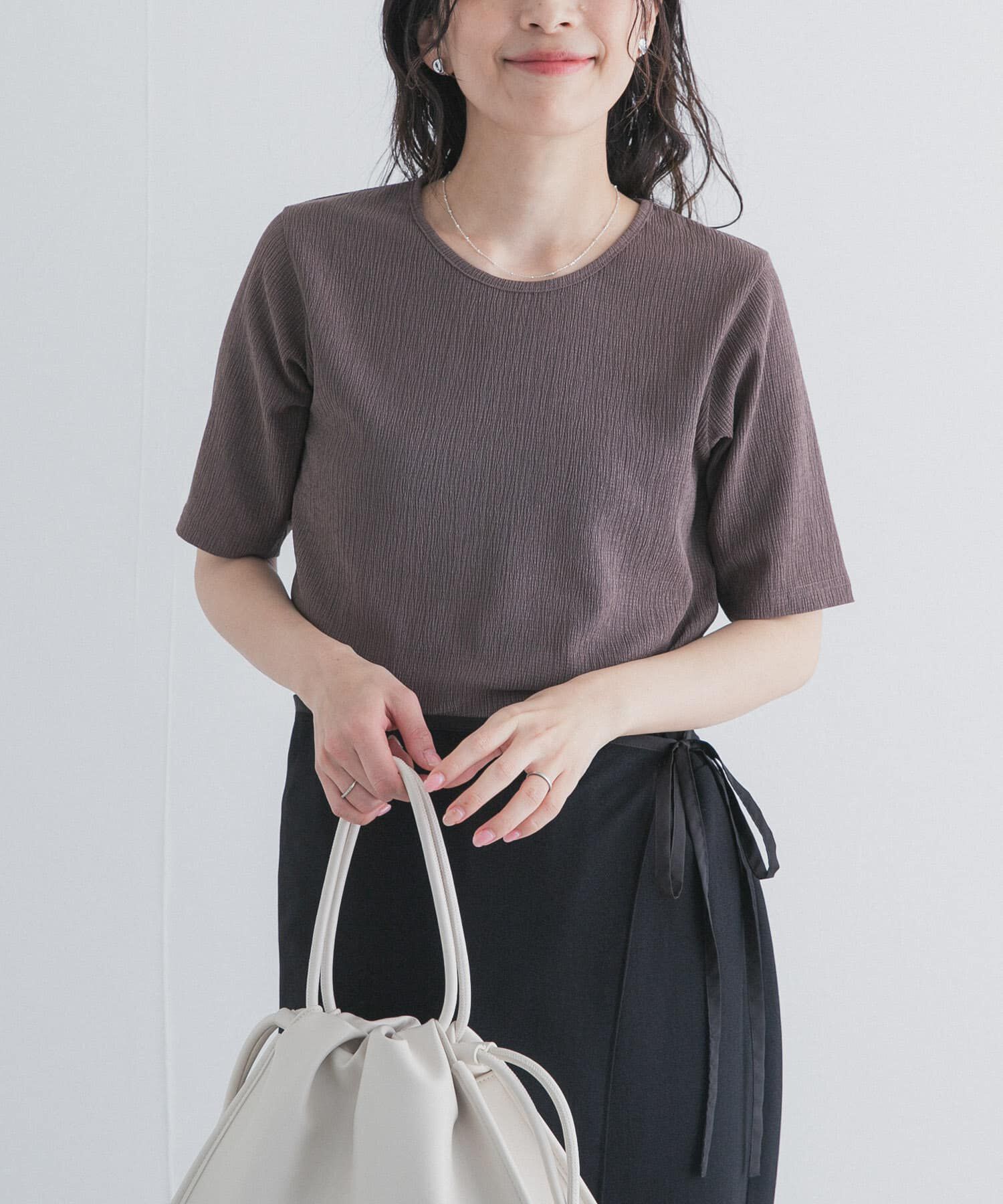 URBAN RESEARCH DOORS「5分袖楊柳カットTシャツ」|Tシャツ・カットソー|モカ