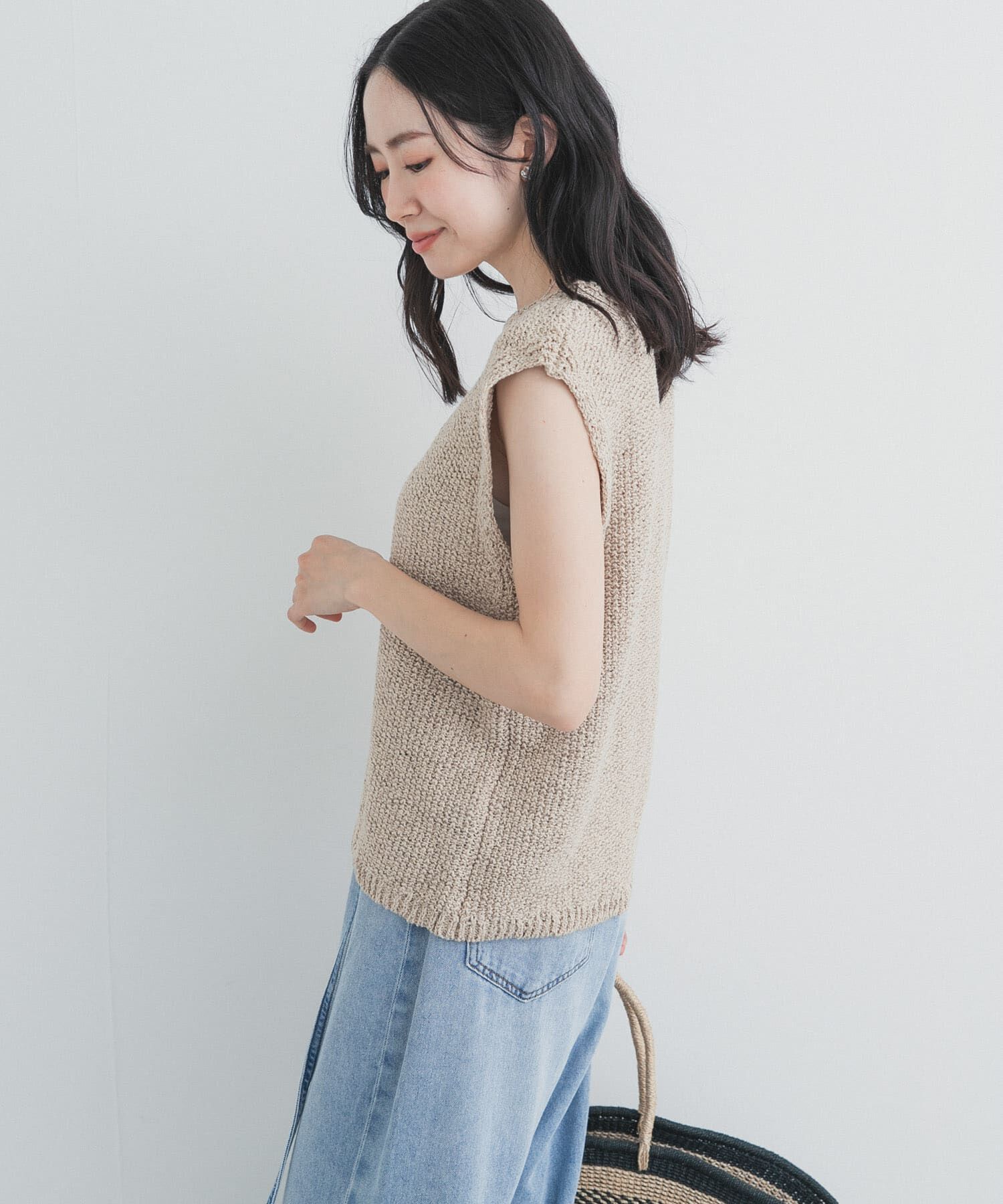 URBAN RESEARCH DOORS「ブークレノースリーブニット」|ニット・セーター|
