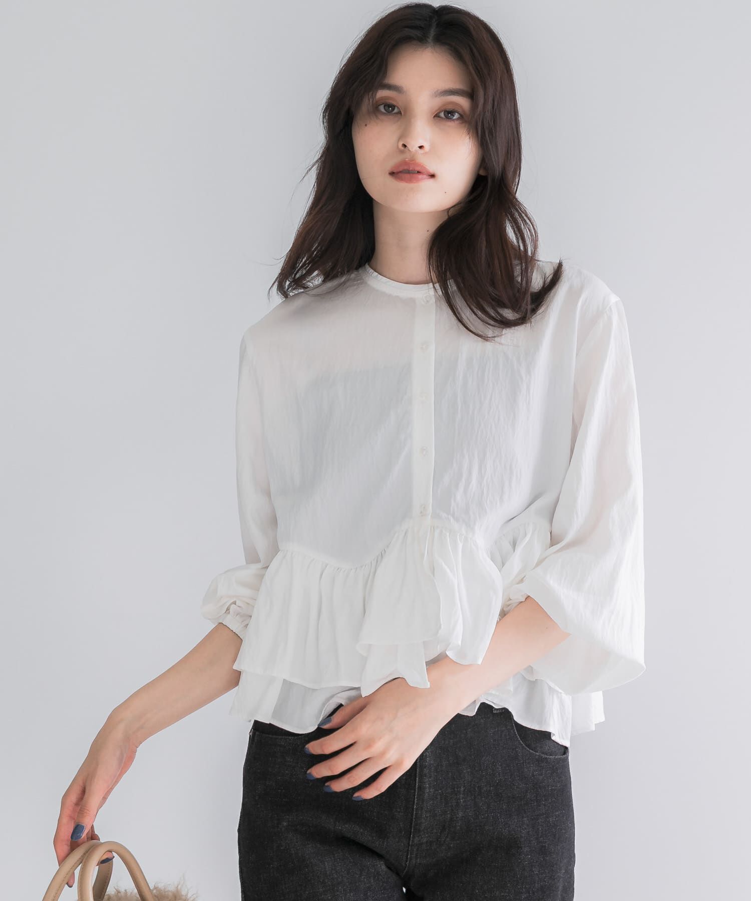 URBAN RESEARCH ROSSO「『WEB限定』フリルヘムブラウス」|シャツ・ブラウス|