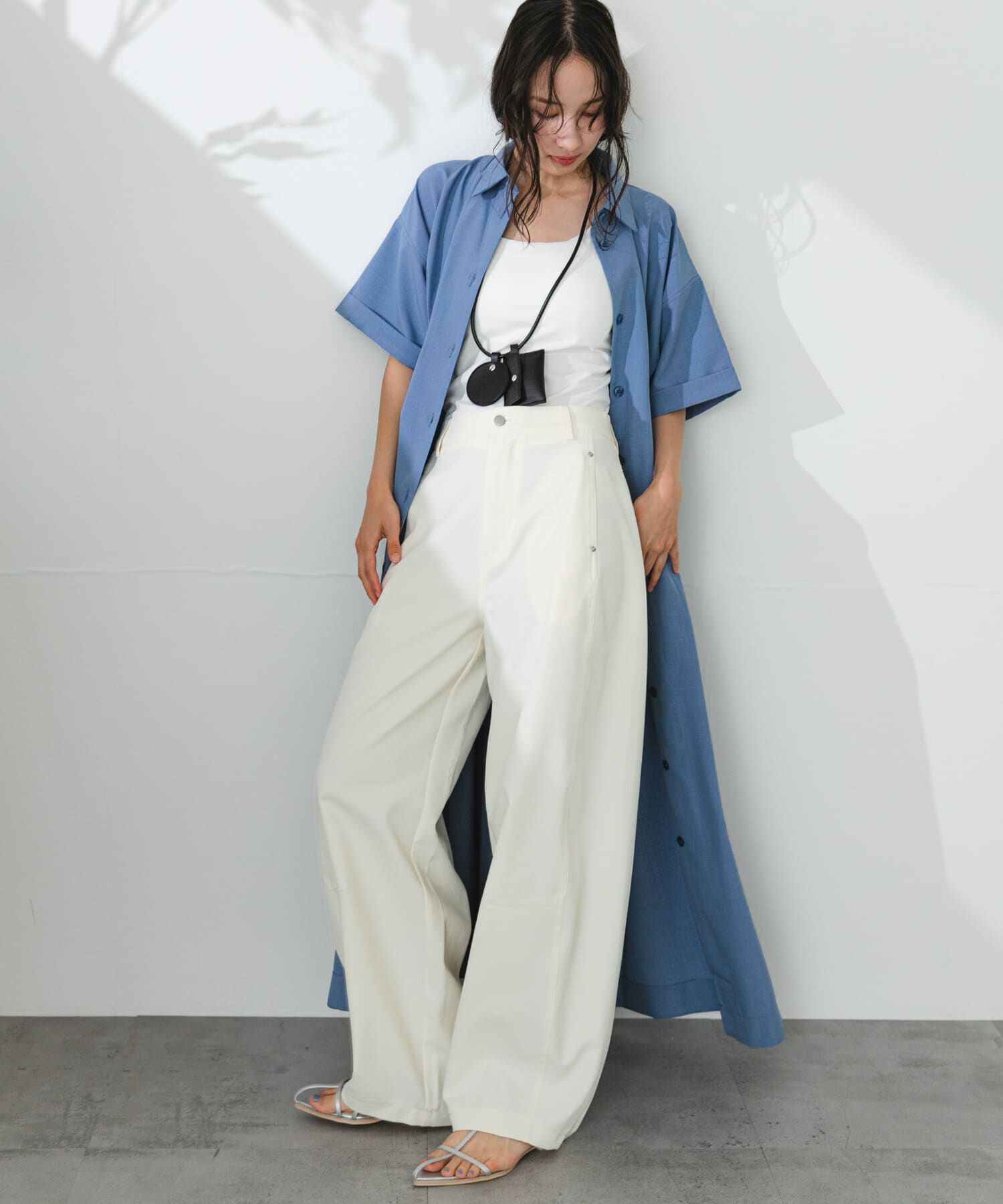 SENSE OF PLACE by URBAN RESEARCH「『UR TECH DRYLUXE』リネンライクワンピース」|ワンピース|ライトブルー