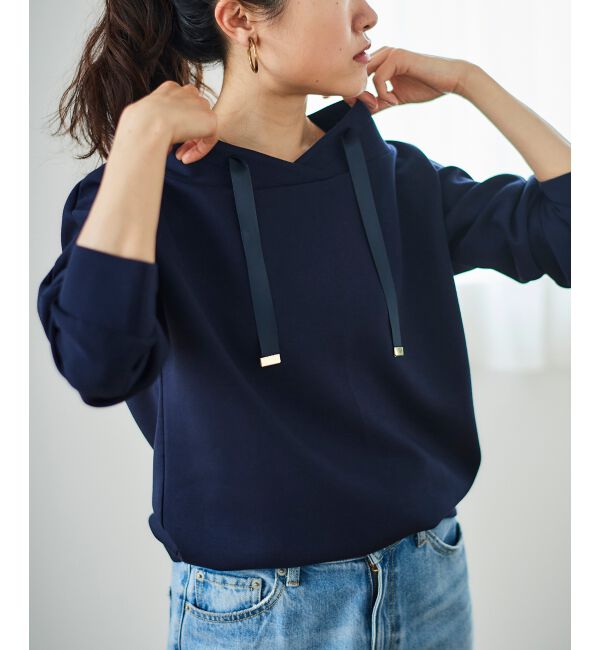  「《WEB限定アイテム》パーカーライクデザイントップス」|Tシャツ・カットソー|ネイビー