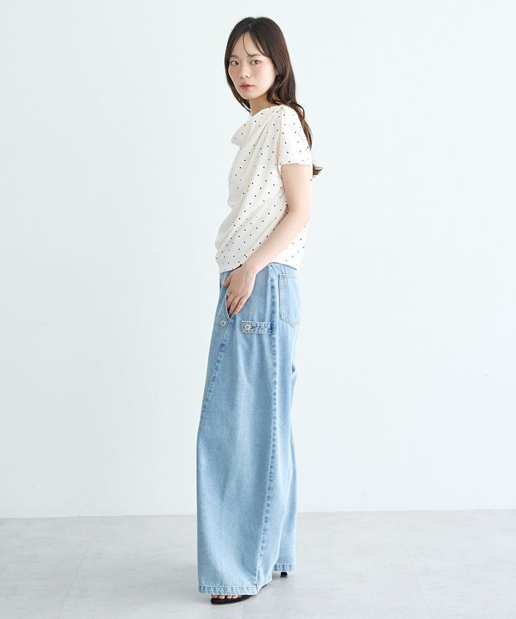 earth music&ecology「フレンチスリーブドットドレーププルオーバー」|Tシャツ・カットソー|