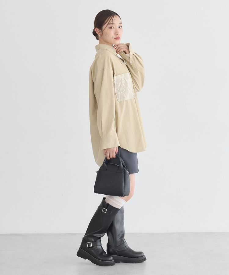 earth music&ecology「レースコーデュロイシャツ」|シャツ・ブラウス|