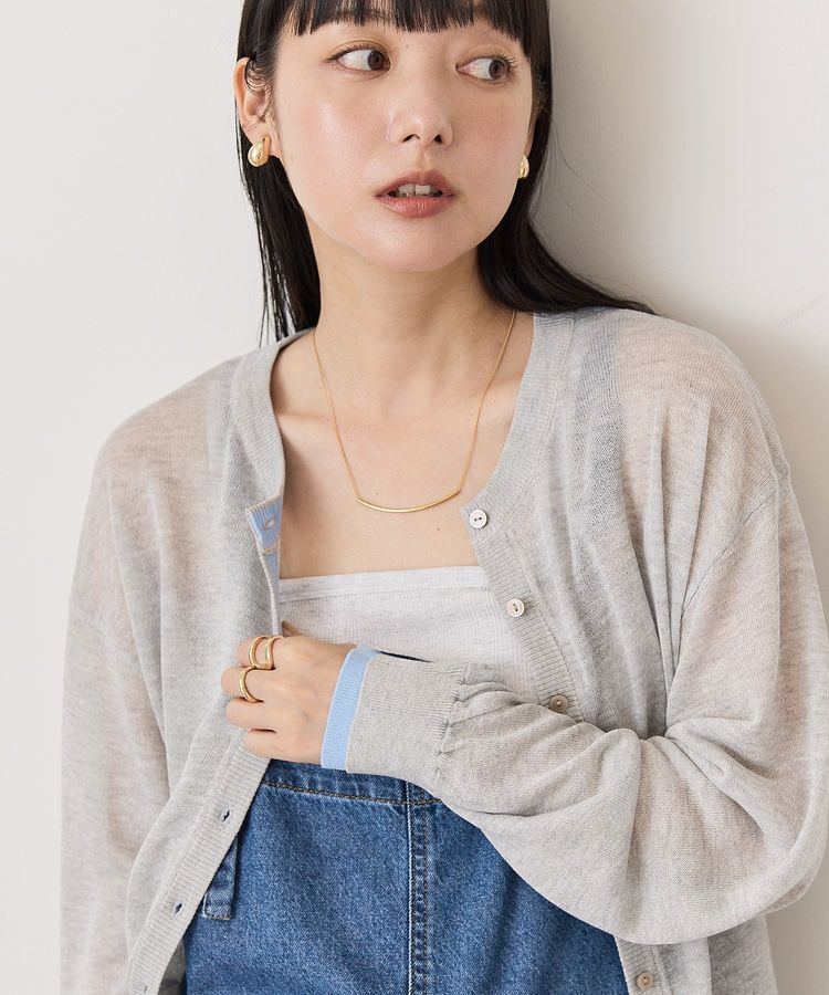 AMERICAN HOLIC「シアー配色ニットカーディガン」|カーディガン|Light Gray