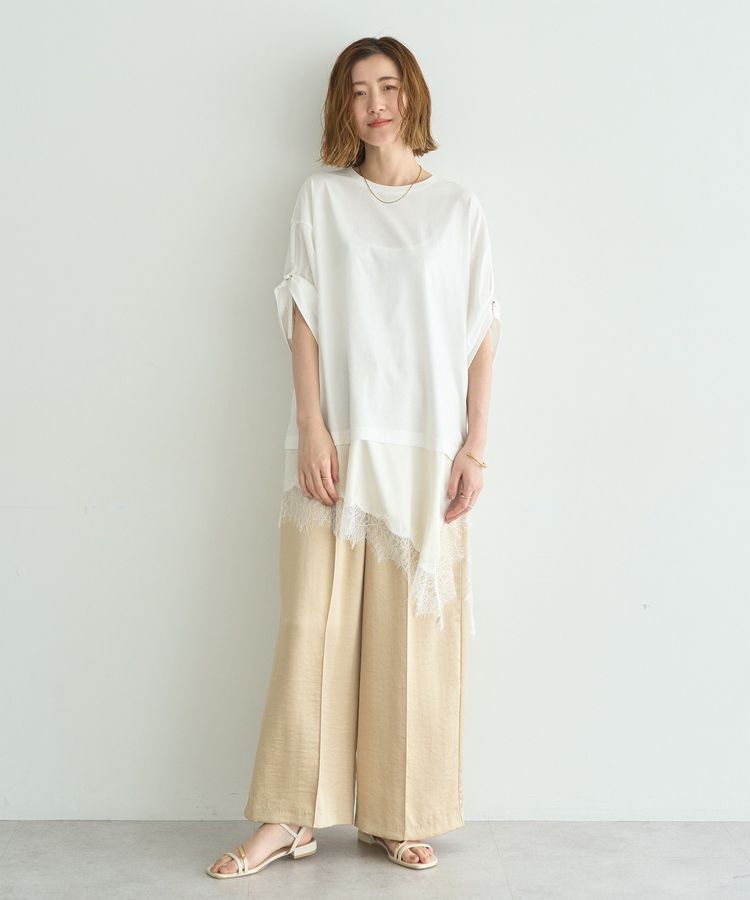 Editt by YECCA VECCA「ドロストスリーブヘムレースTee」|Tシャツ・カットソー|
