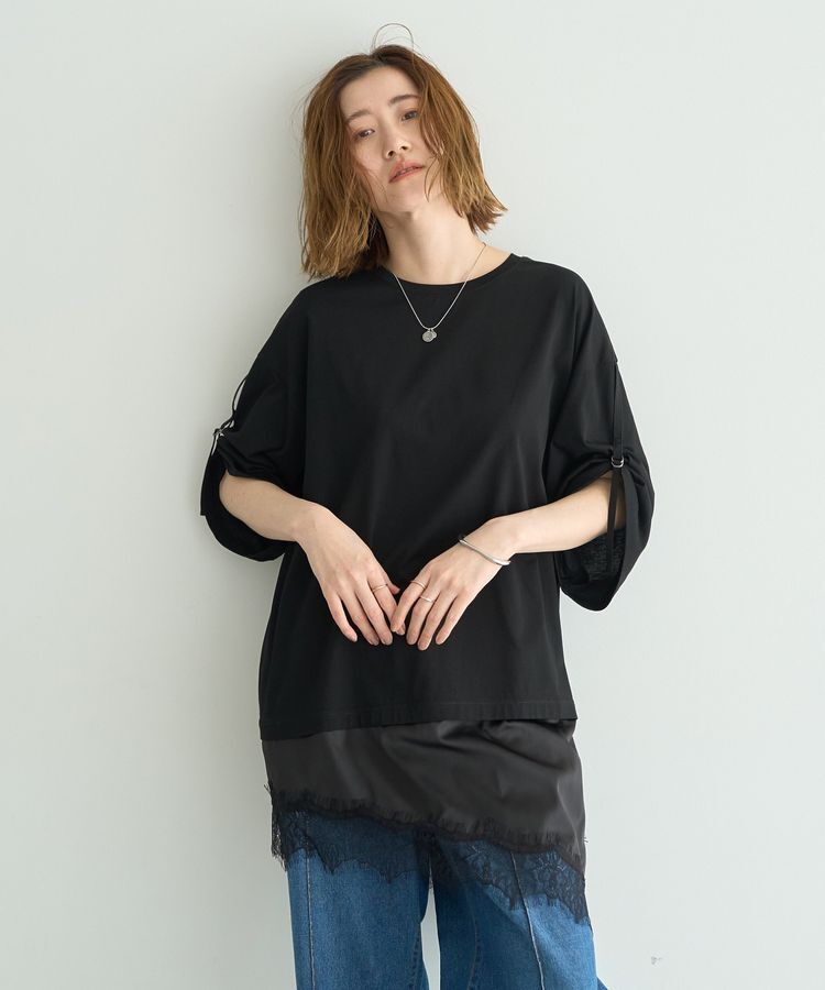 Editt by YECCA VECCA「ドロストスリーブヘムレースTee」|Tシャツ・カットソー|
