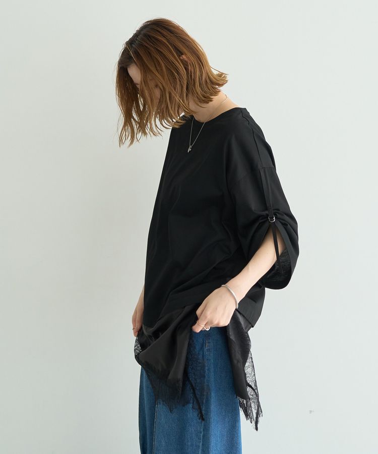 Editt by YECCA VECCA「ドロストスリーブヘムレースTee」|Tシャツ・カットソー|