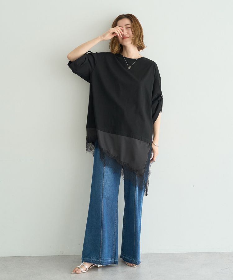 Editt by YECCA VECCA「ドロストスリーブヘムレースTee」|Tシャツ・カットソー|