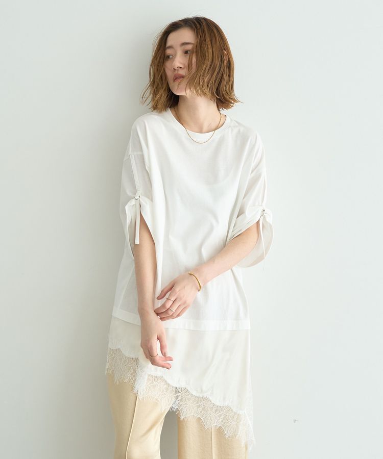 Editt by YECCA VECCA「ドロストスリーブヘムレースTee」|Tシャツ・カットソー|