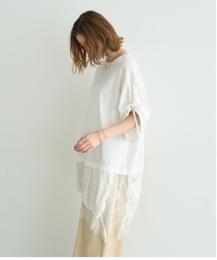 Editt by YECCA VECCA「ドロストスリーブヘムレースTee」|Tシャツ・カットソー|
