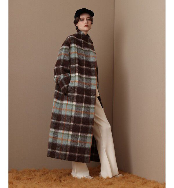 allureville「シャギーチェックベルテッドコート」|ダッフルコート|