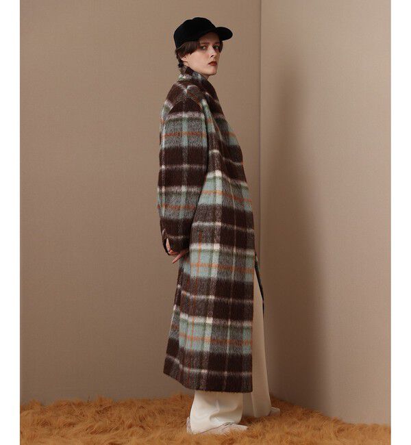 allureville「シャギーチェックベルテッドコート」|ダッフルコート|