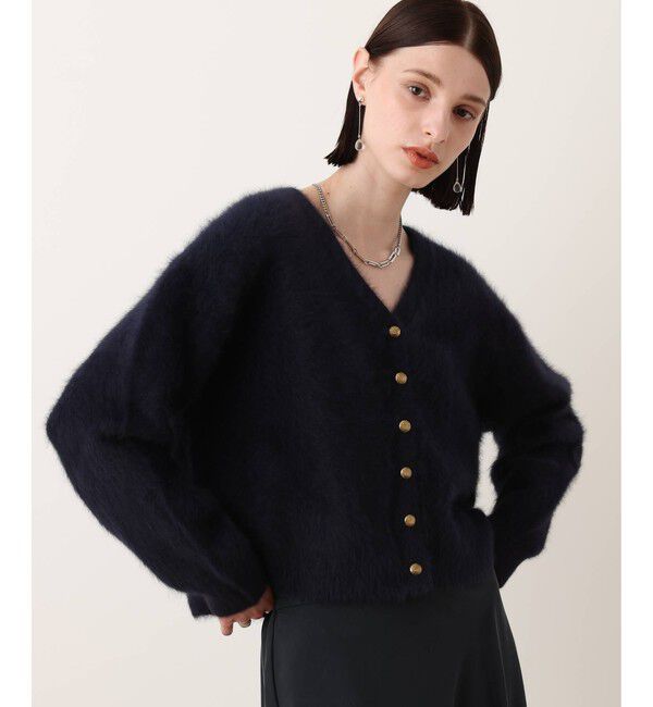 allureville「カシミヤブレンドファー加工Vカーディガン」|カーディガン|