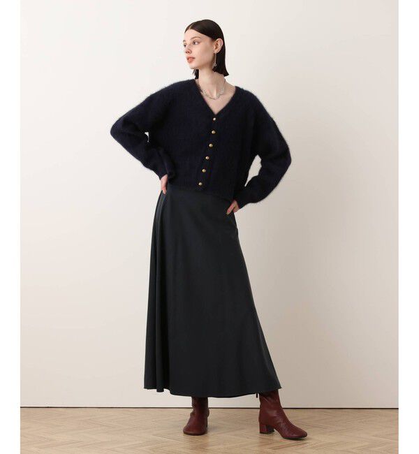 allureville「カシミヤブレンドファー加工Vカーディガン」|カーディガン|