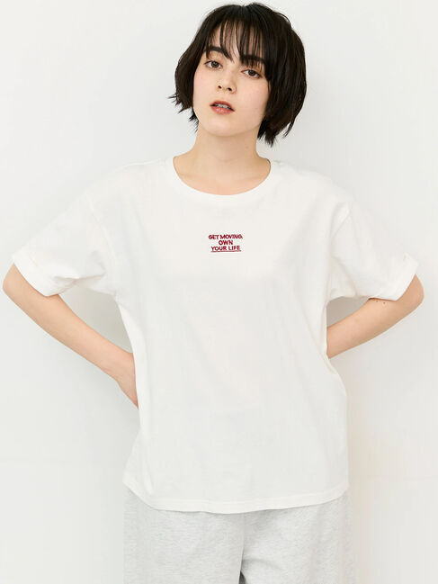 Samansa Mos2「【接触冷感】アソートワンポイント刺繍Tシャツ」|Tシャツ・カットソー|オフホワイト