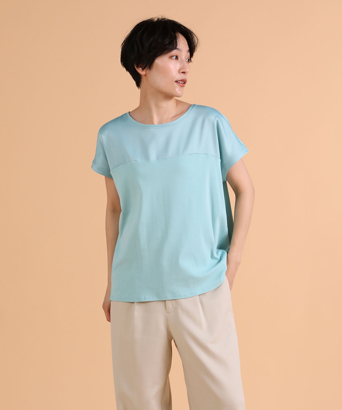 DAY by DAY it&rsquo;s international「サテン切り替えワイドカットソー《スビン綿MIXフライス》」|Tシャツ・カットソー|