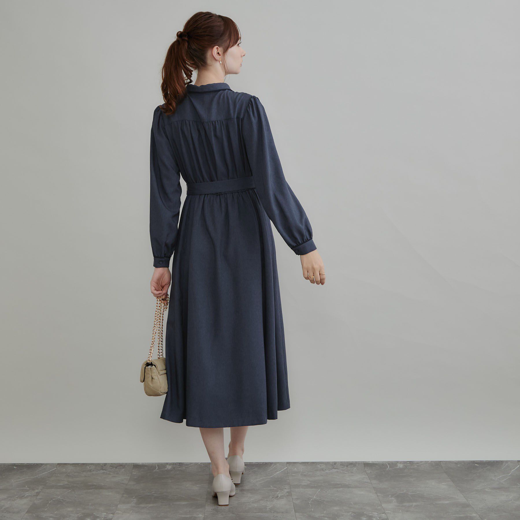 Couture broach「【落ち感やわらか】ピコレース シャツワンピース」|ワンピース|