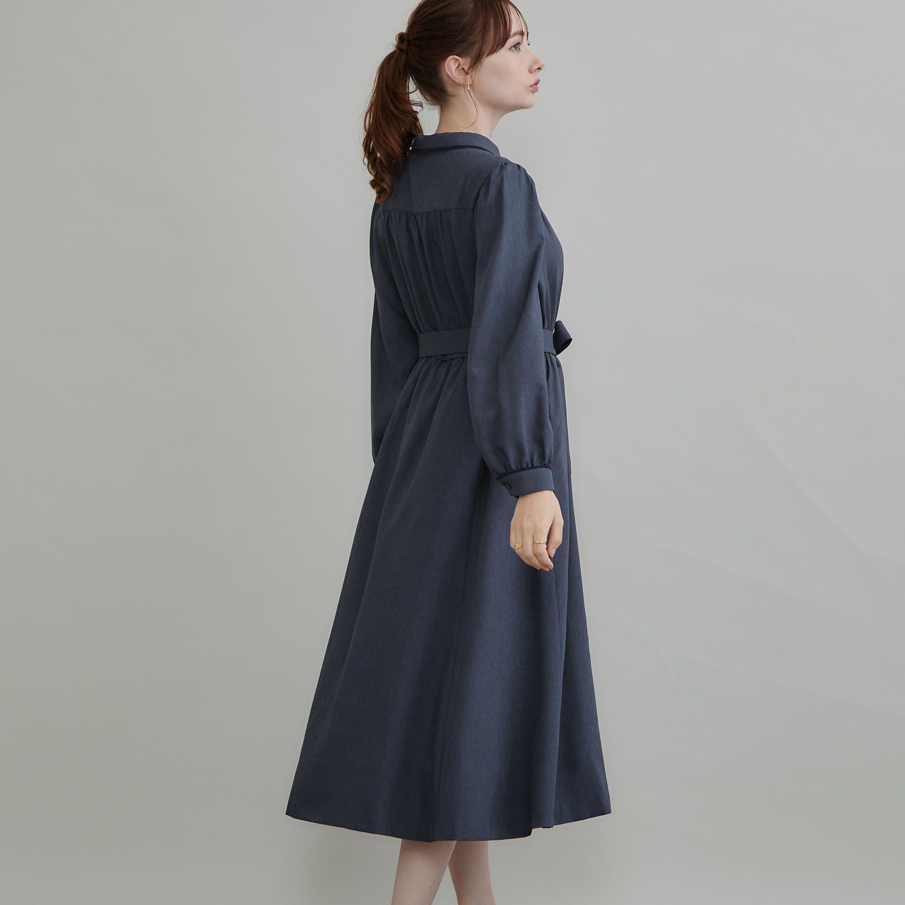 Couture broach「【落ち感やわらか】ピコレース シャツワンピース」|ワンピース|