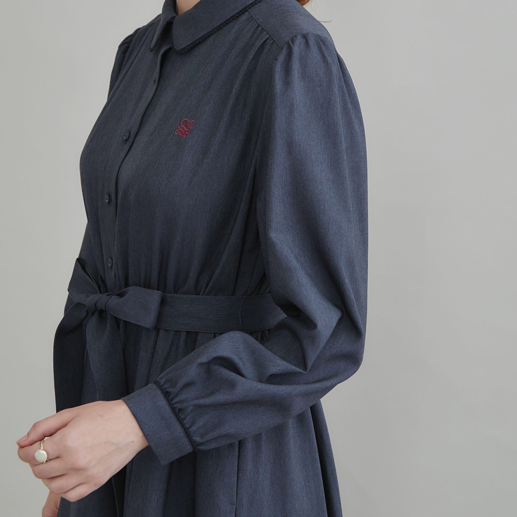 Couture broach「【落ち感やわらか】ピコレース シャツワンピース」|ワンピース|