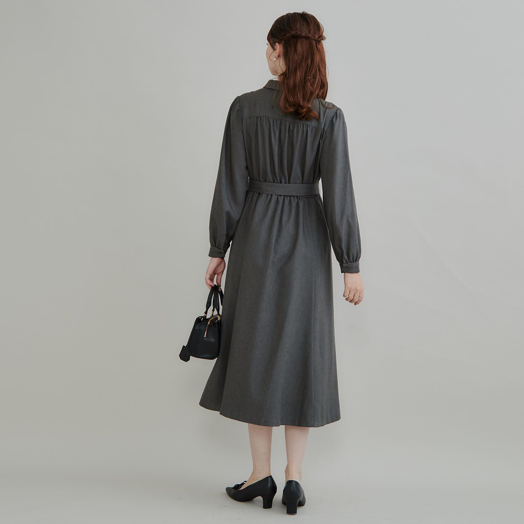 Couture broach「【落ち感やわらか】ピコレース シャツワンピース」|ワンピース|
