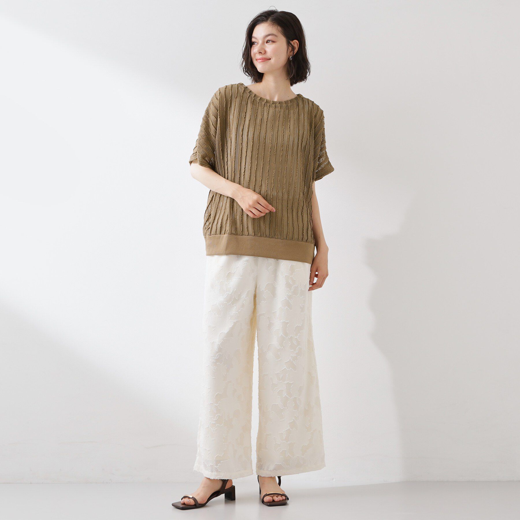 THE SHOP TK「見た目涼やか メッシュジャカードトップス」|Tシャツ・カットソー|