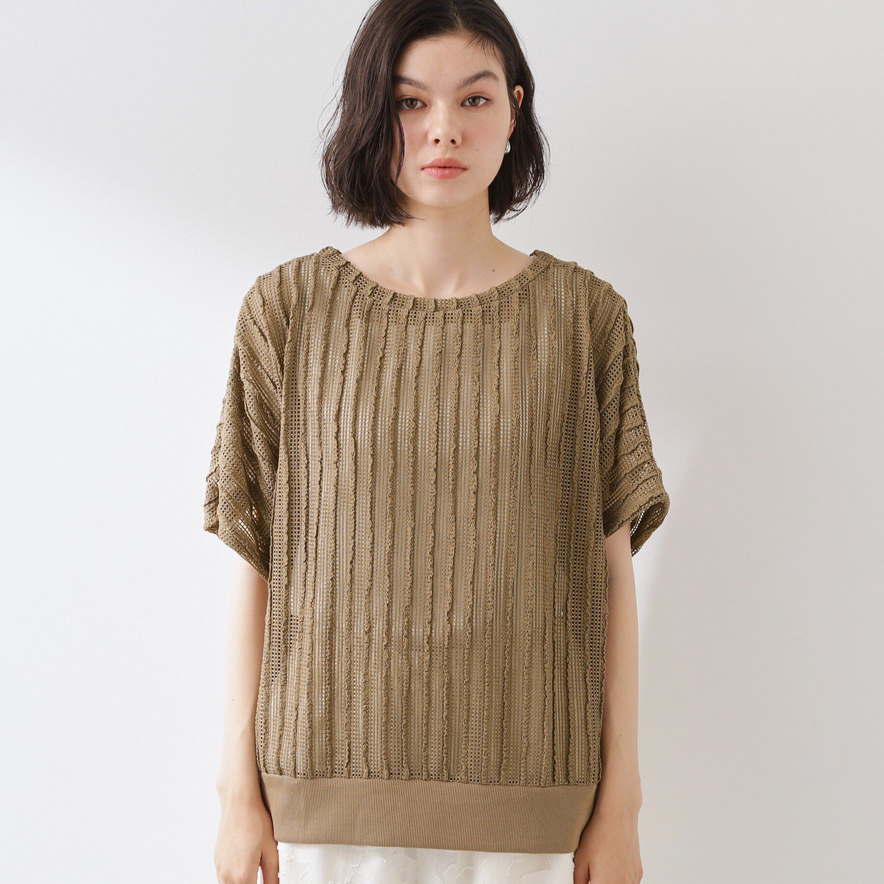 THE SHOP TK「見た目涼やか メッシュジャカードトップス」|Tシャツ・カットソー|
