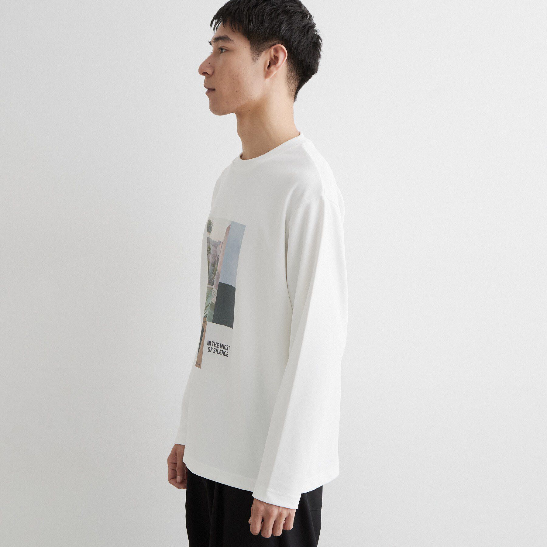 THE SHOP TK「【洗濯機OK】ポンチ長袖フォト長袖Tシャツ」|Tシャツ・カットソー|