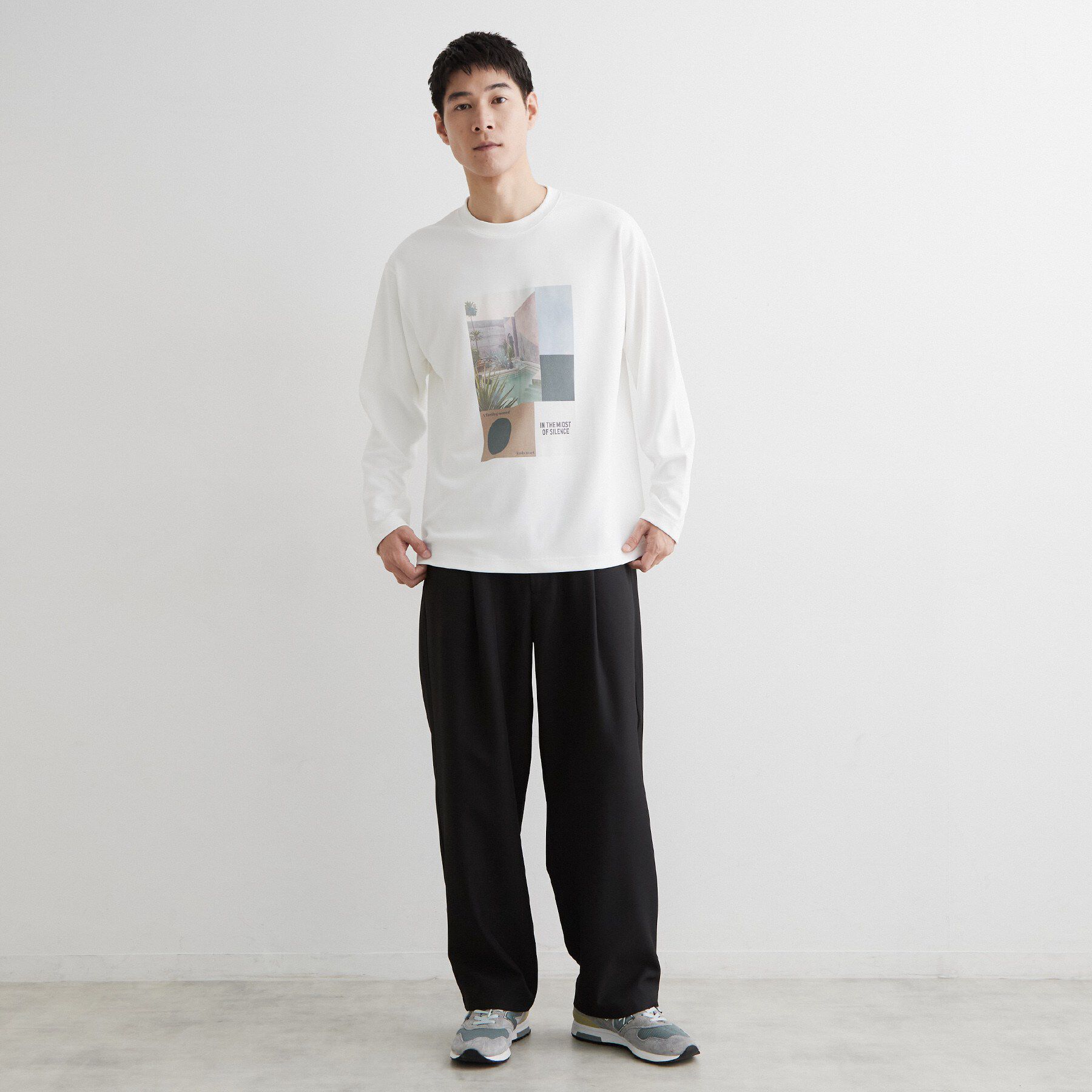 THE SHOP TK「【洗濯機OK】ポンチ長袖フォト長袖Tシャツ」|Tシャツ・カットソー|