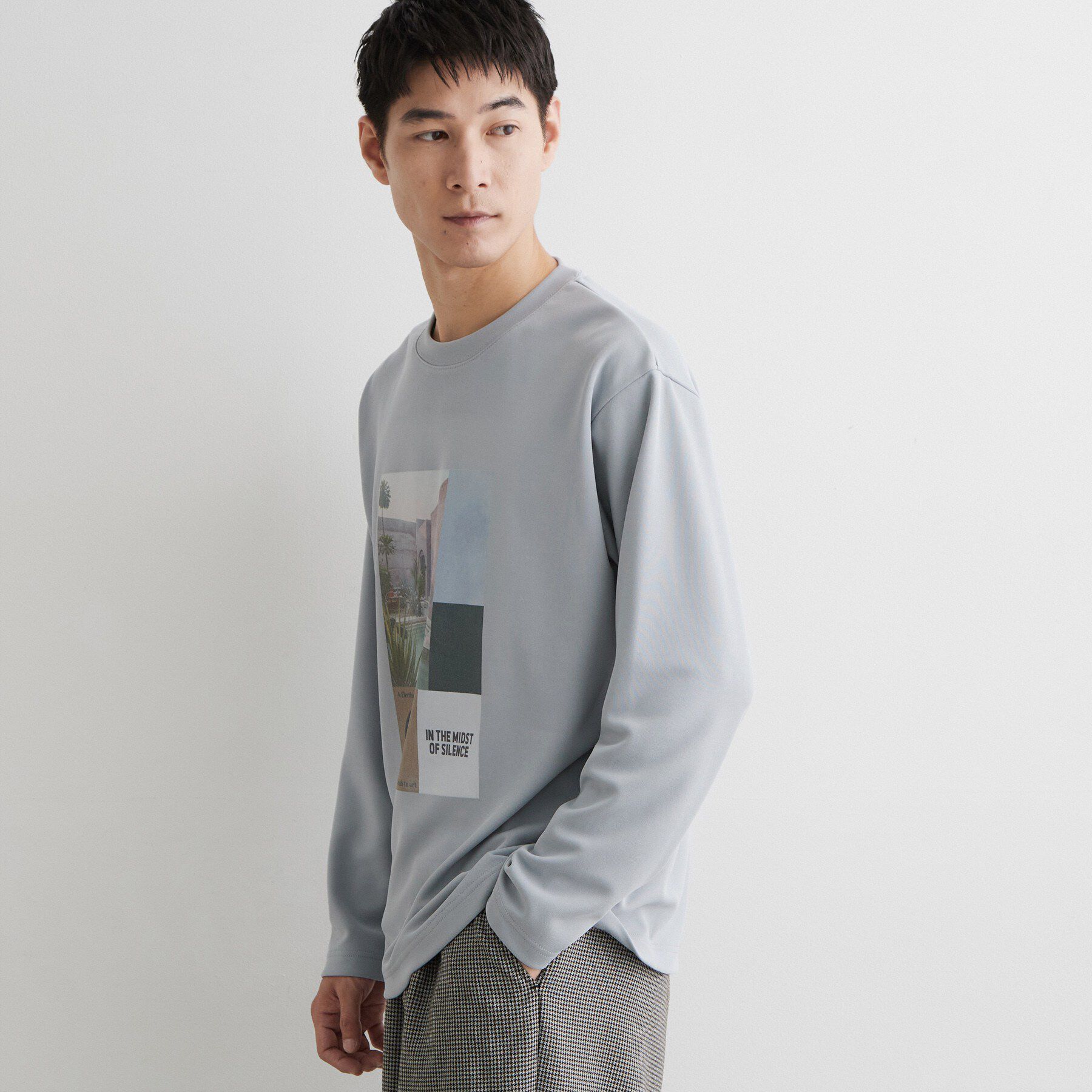 THE SHOP TK「【洗濯機OK】ポンチ長袖フォト長袖Tシャツ」|Tシャツ・カットソー|