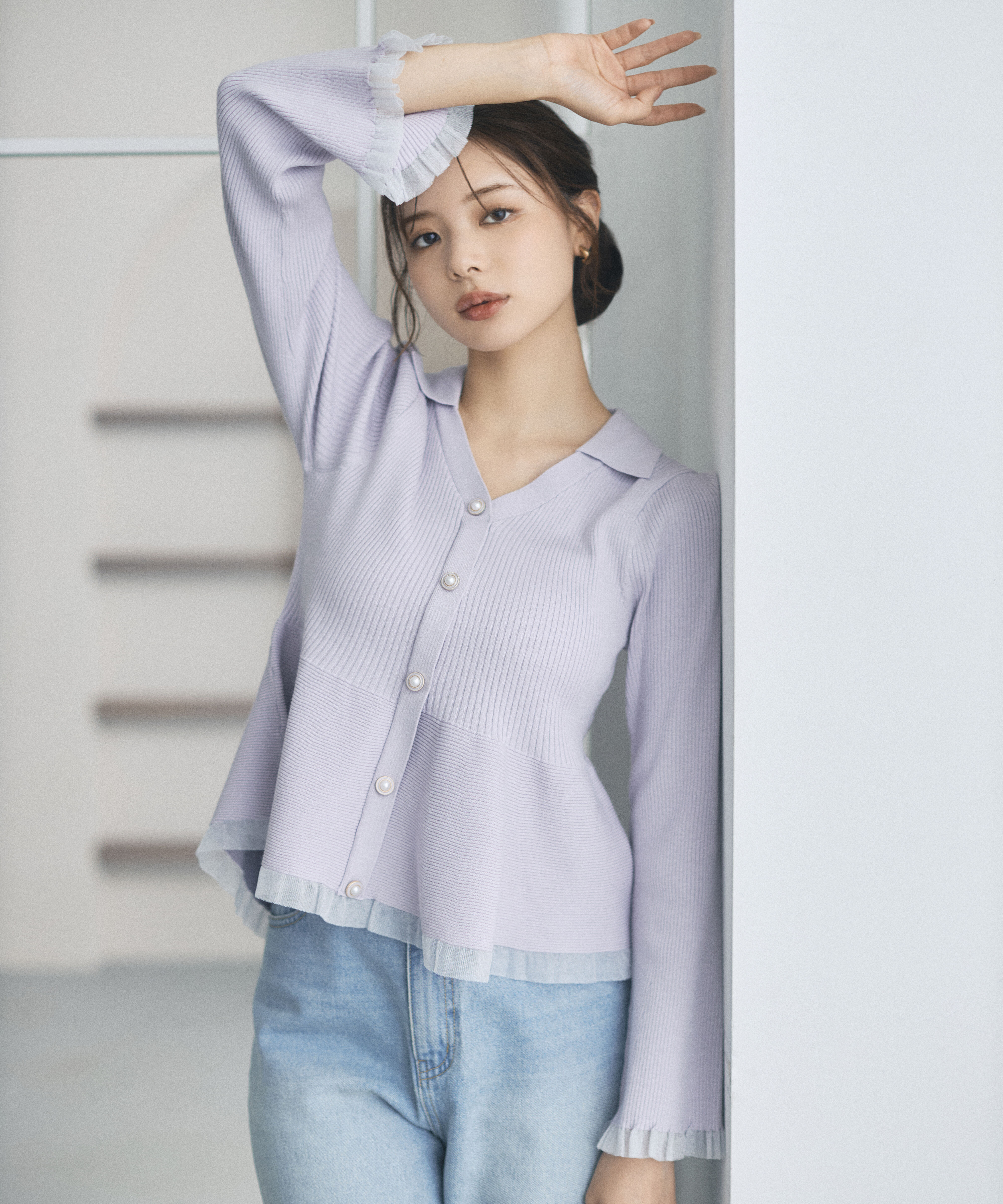 PROPORTION BODY DRESSING「シアー切り替えペプラムニット」|ニット・セーター|