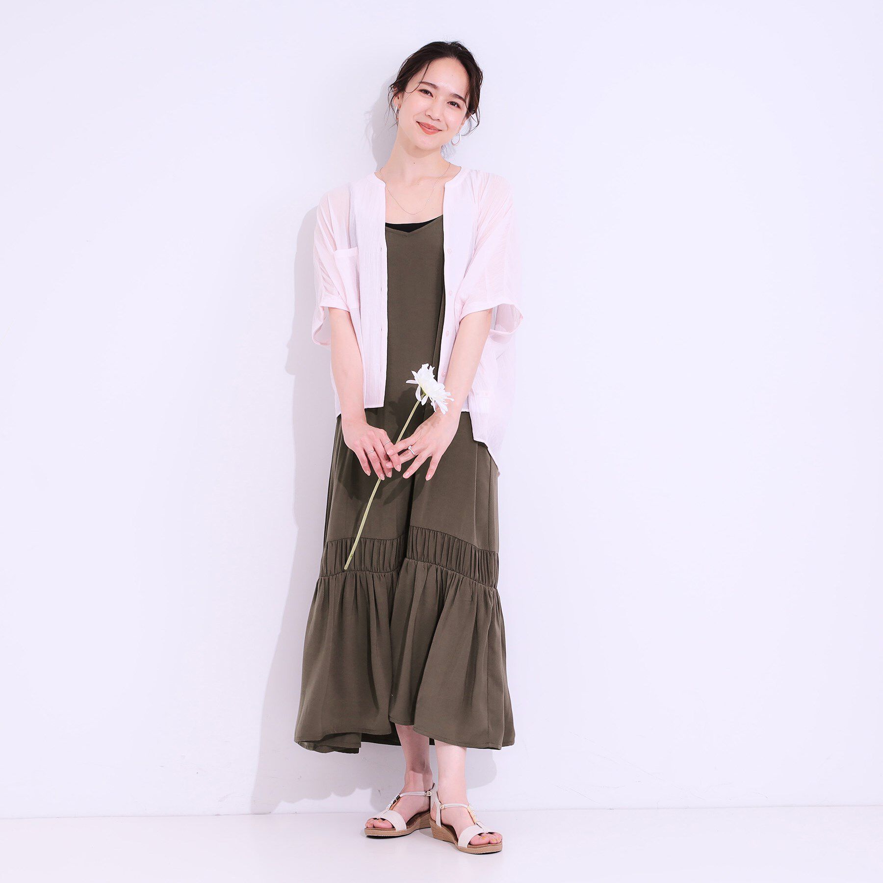 SHOO･LA･RUE「【ひんやり】シャーリングがアクセントに 大人のデザインキャミワンピース」|ワンピース|